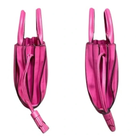 Lupo Barcelona Pink Albanico Pleated Leather Three Way Convertible Handbag - Picture 6 of 12